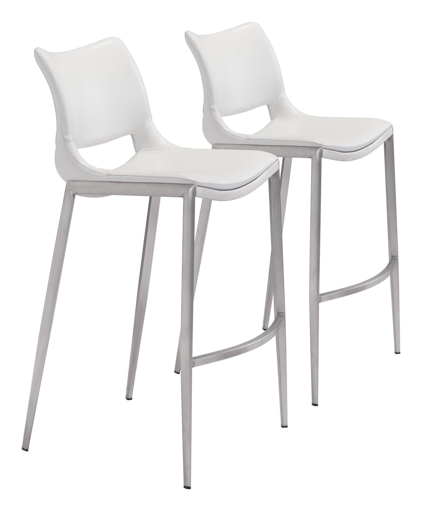 Tabouret de bar Ace (lot de 2) Blanc et argent