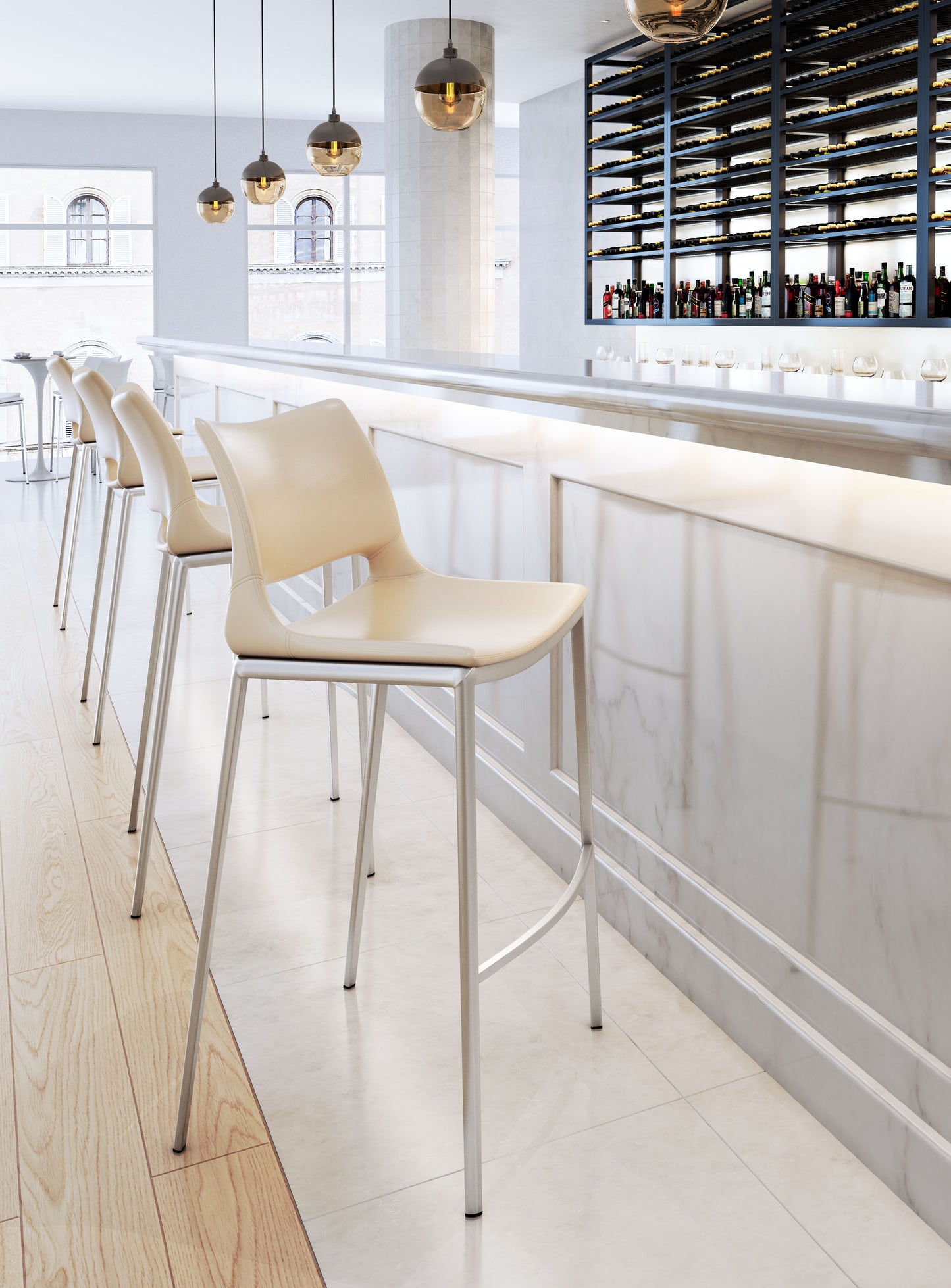Juego de 2 taburetes de bar en rosa claro y plateado: calidad superior y diseño elegante para tu hogar.