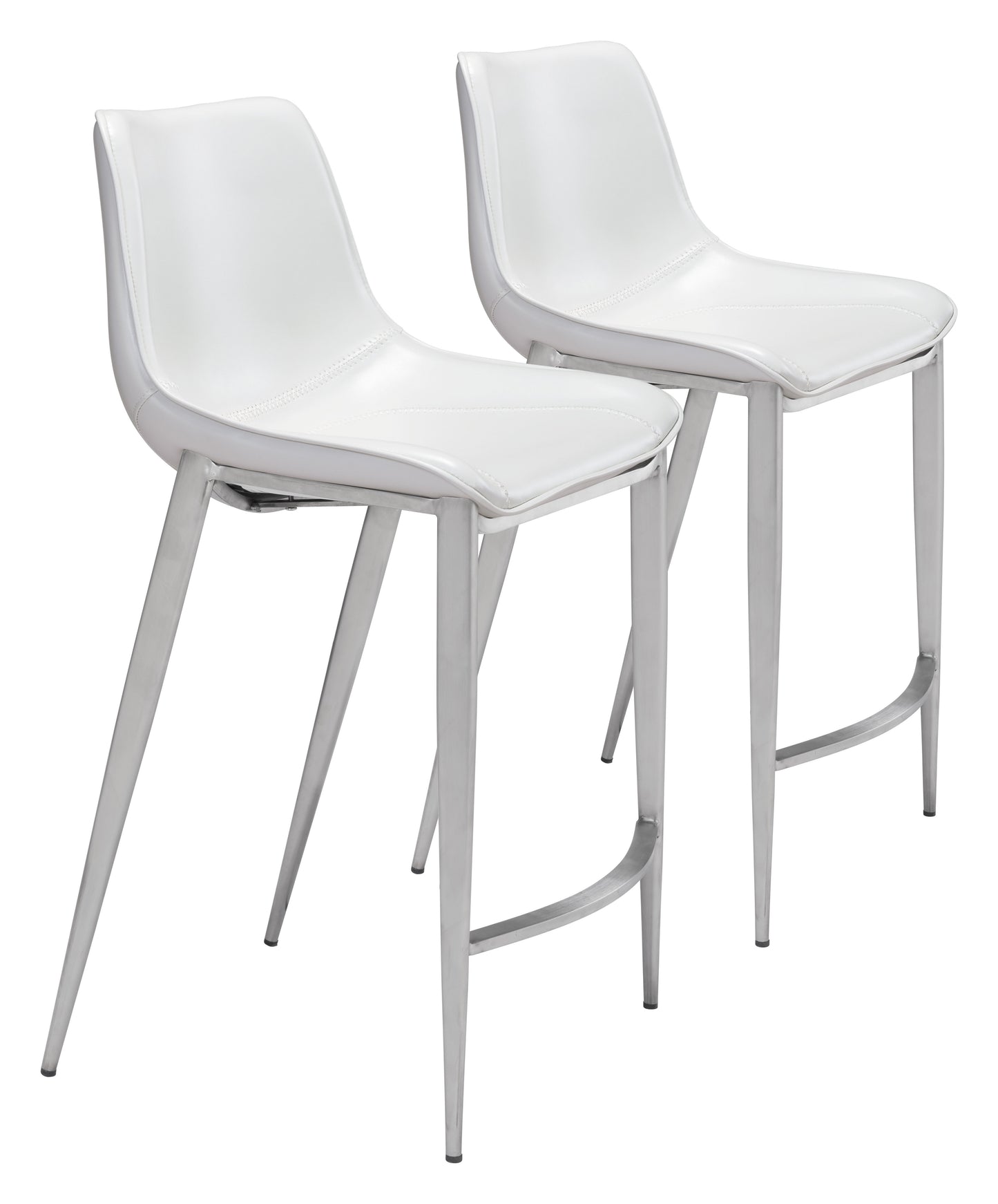 Juego de 2 taburetes de mostrador en blanco y plateado: calidad superior y diseño elegante para tu hogar.