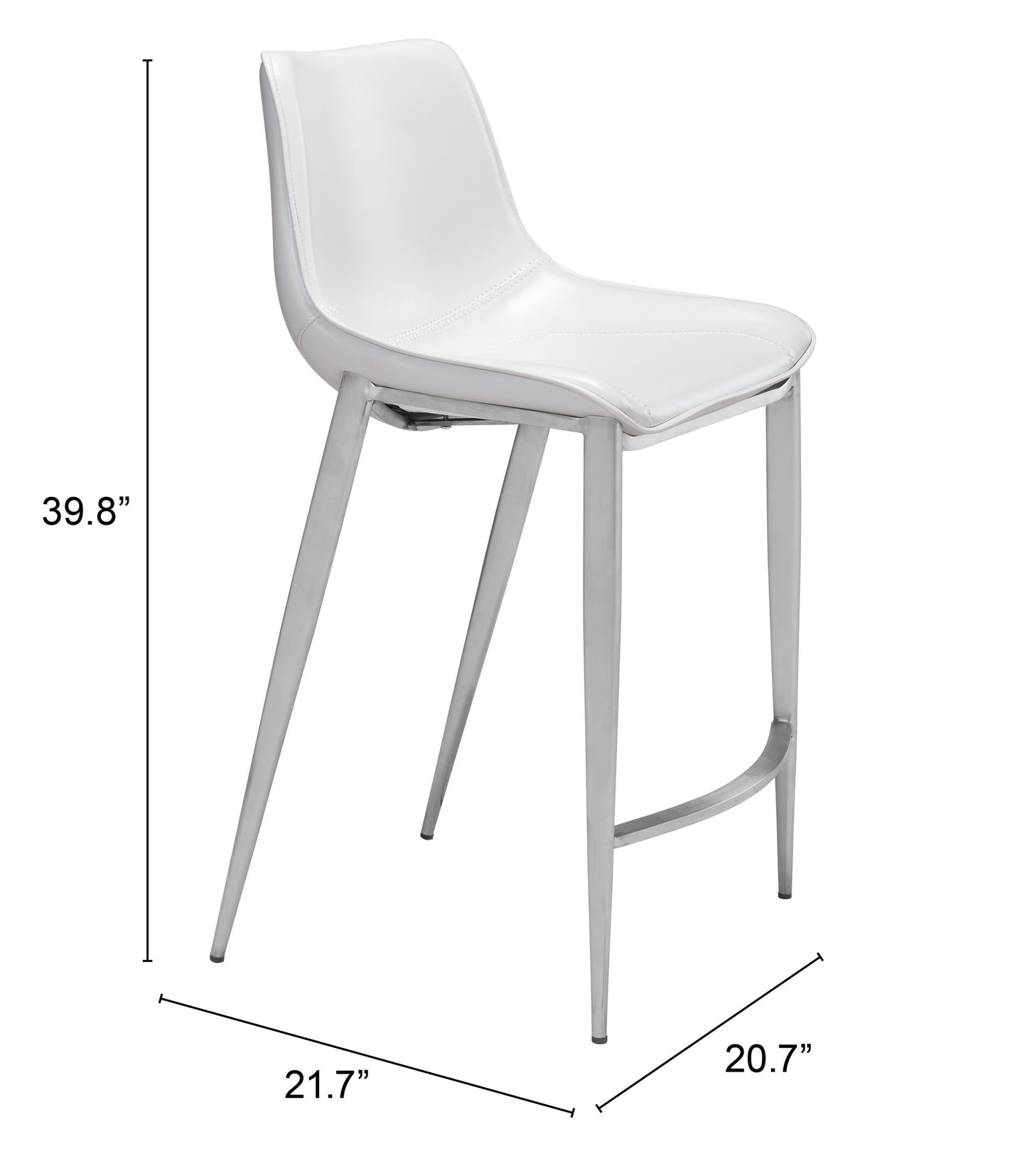 Juego de 2 taburetes de mostrador en blanco y plateado: calidad superior y diseño elegante para tu hogar.