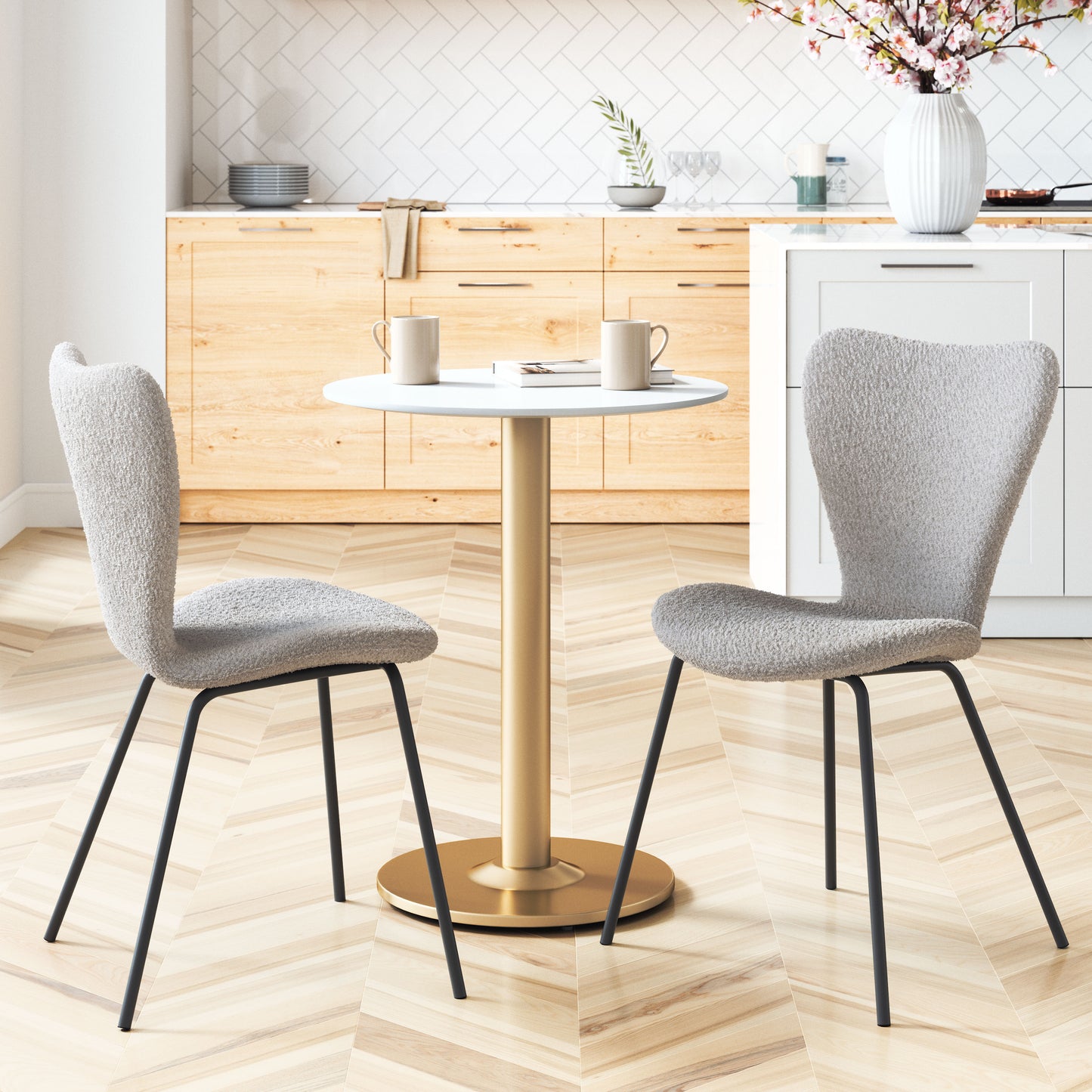 Table de bistrot Alto blanche et dorée
