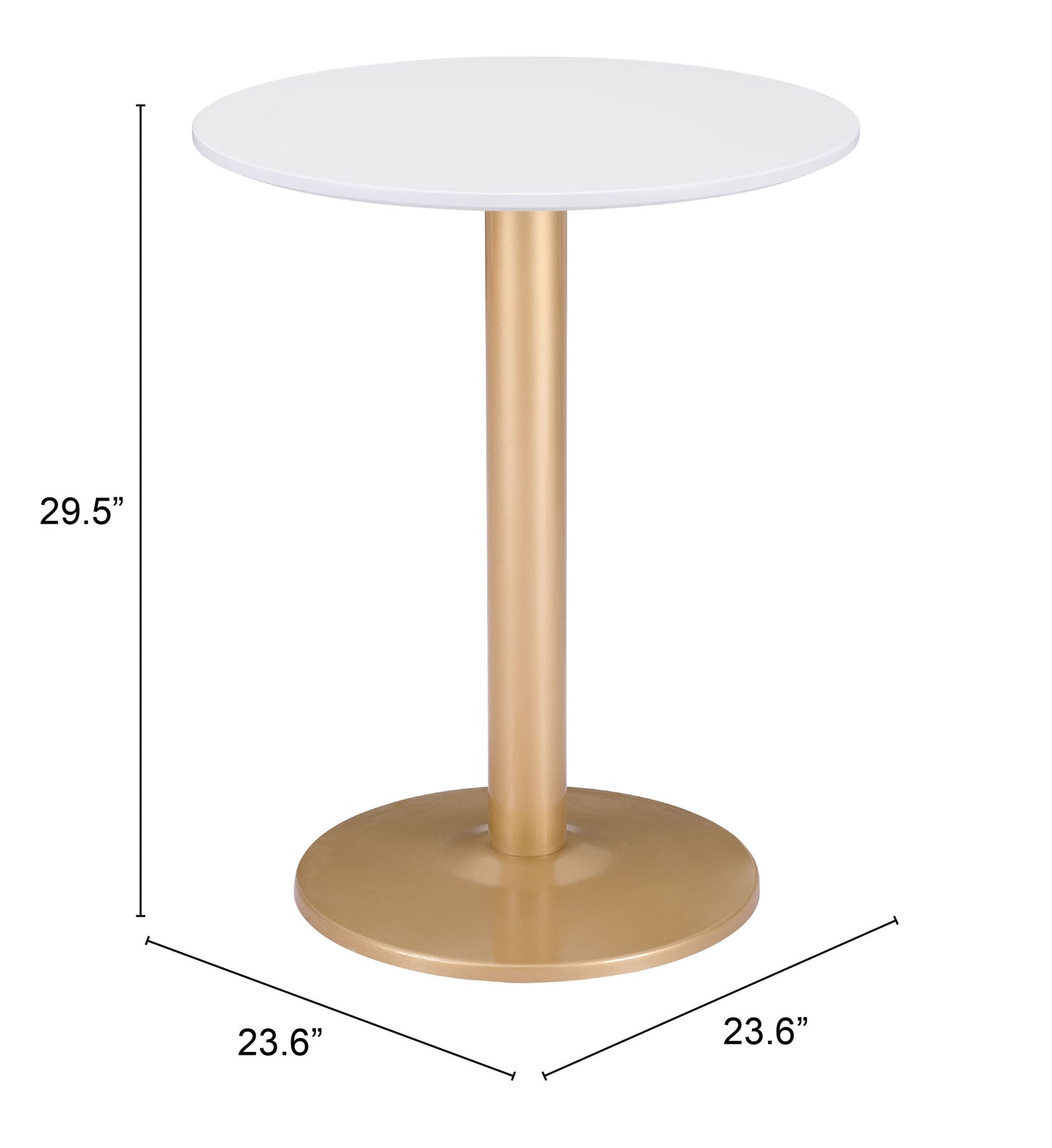 Table de bistrot Alto blanche et dorée