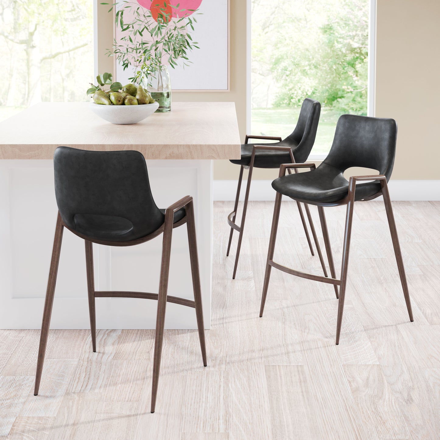 Counter Stool (Set of 2) Black & Walnut - Premium Quality & Stylish Design for Your Home