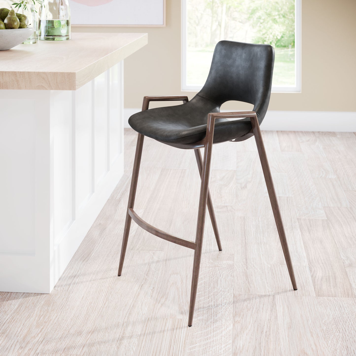 Counter Stool (Set of 2) Black & Walnut - Premium Quality & Stylish Design for Your Home