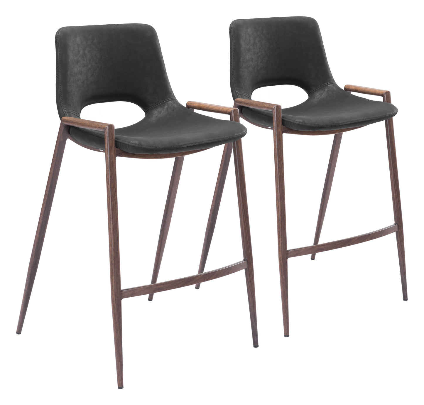 Counter Stool (Set of 2) Black & Walnut - Premium Quality & Stylish Design for Your Home