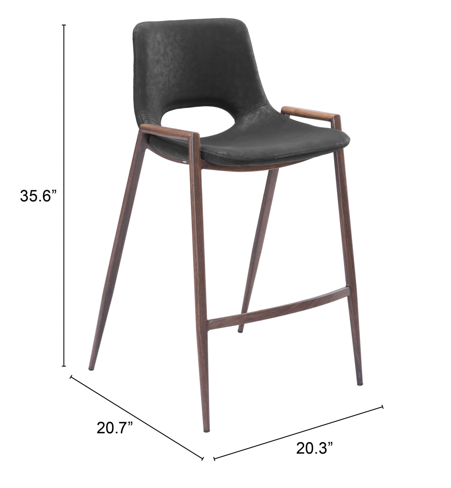 Counter Stool (Set of 2) Black & Walnut - Premium Quality & Stylish Design for Your Home