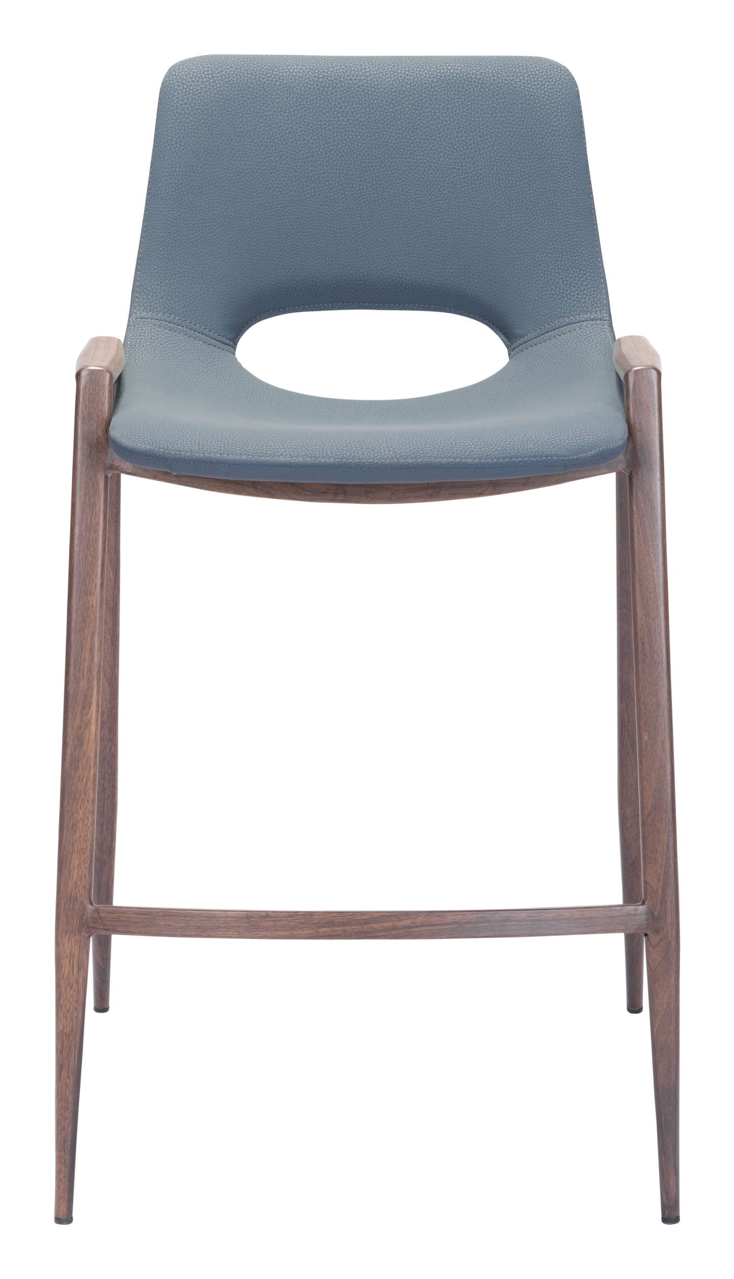 Juego de 2 taburetes de mostrador en gris azulado y nogal: calidad superior y diseño elegante para tu hogar.