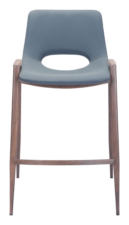 Tabouret de bar Desi (lot de 2) Gris azur et noyer