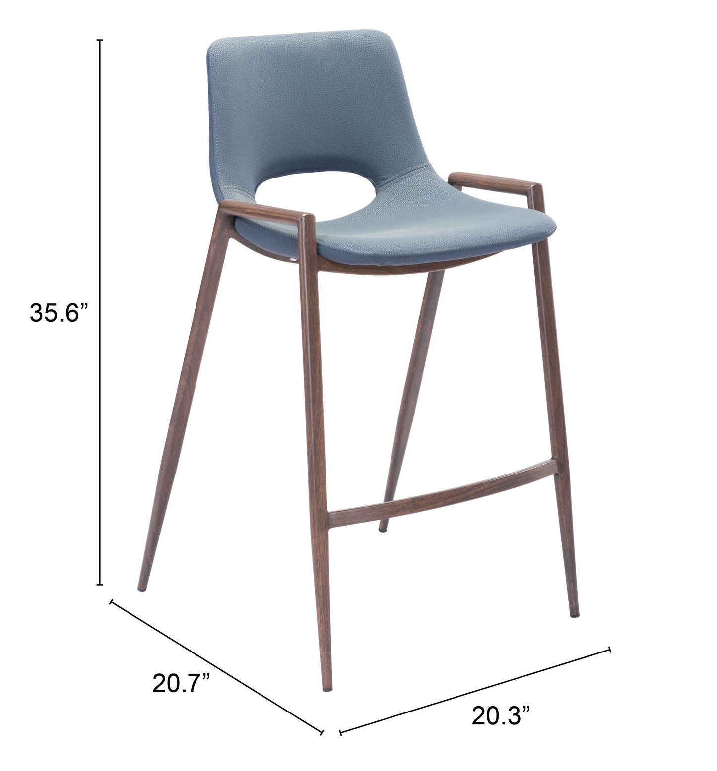 Juego de 2 taburetes de mostrador en gris azulado y nogal: calidad superior y diseño elegante para tu hogar.
