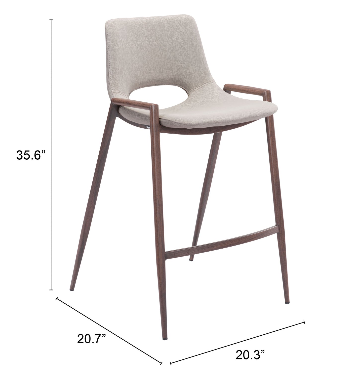 Juego de 2 taburetes de mostrador en beige y nogal: calidad superior y diseño elegante para tu hogar.