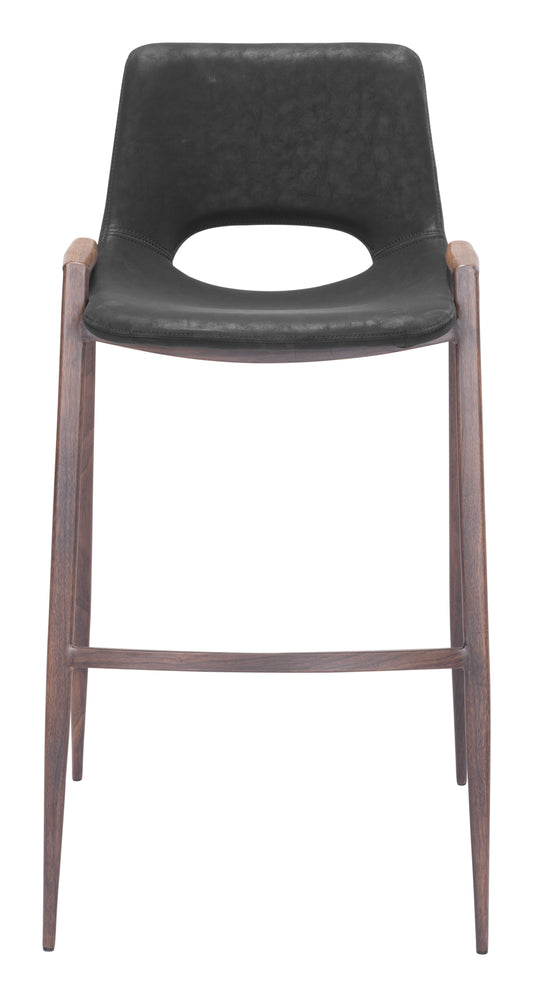 Tabouret de bar Desi (lot de 2) noir et noyer