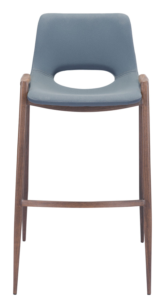 Tabouret de bar Desi (lot de 2) Gris azur et noyer