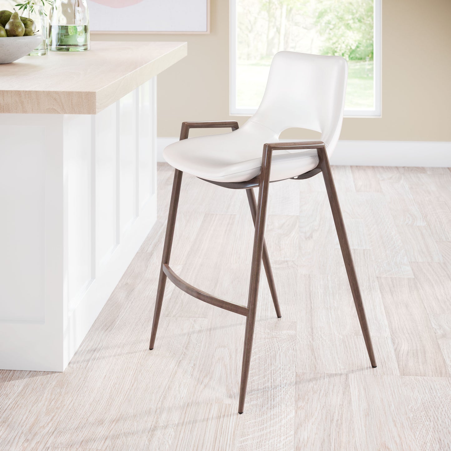 Counter Stool (Set of 2) White & Walnut - Premium Quality & Stylish Design for Your Home