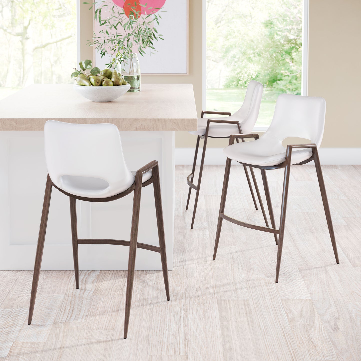 Counter Stool (Set of 2) White & Walnut - Premium Quality & Stylish Design for Your Home