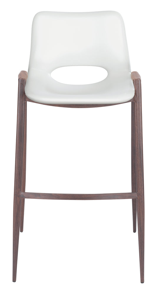 Tabouret de bar Desi (lot de 2) Blanc et noyer