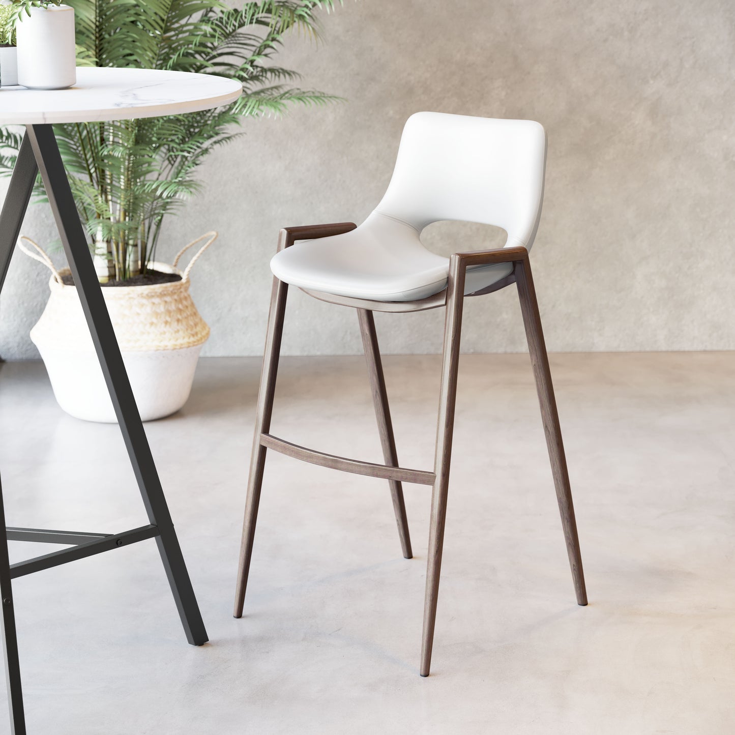 Barstool (Set of 2) White & Walnut - Premium Quality & Stylish Design for Your Home