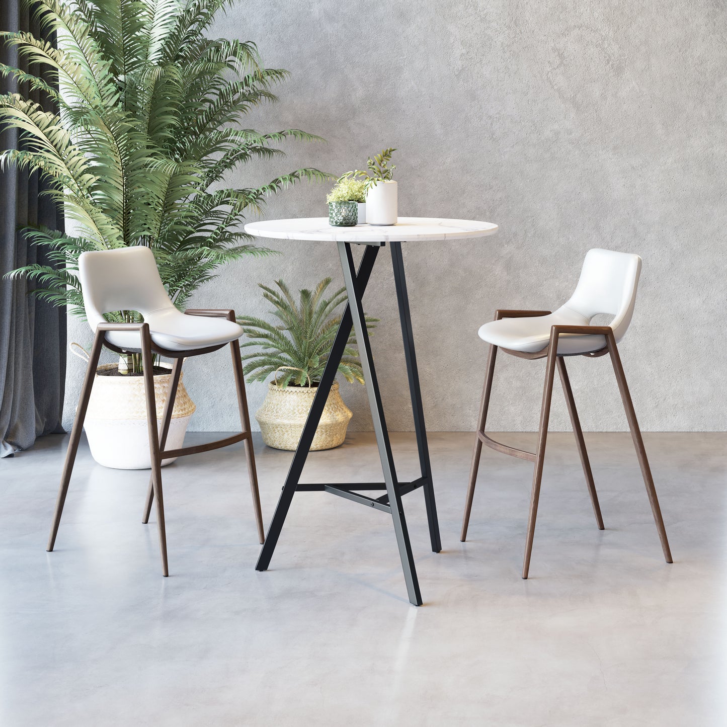 Barstool (Set of 2) White & Walnut - Premium Quality & Stylish Design for Your Home