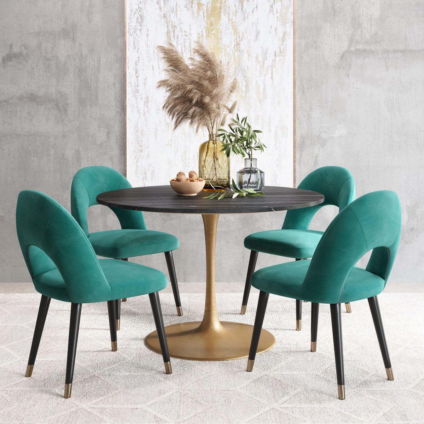 Mesa de comedor negra y dorada: elegante y duradera para espacios con estilo.