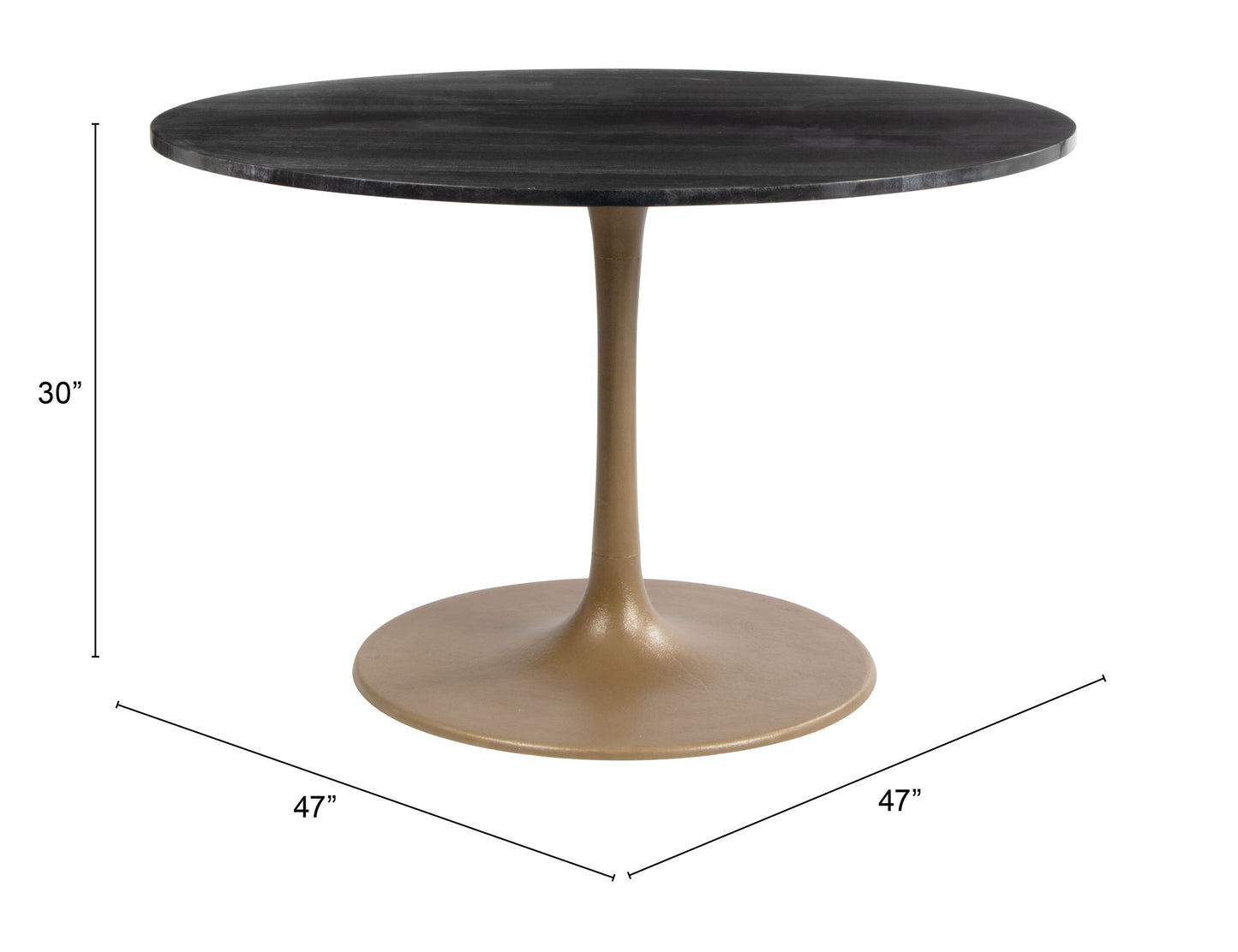 Table à manger Taj noire et dorée