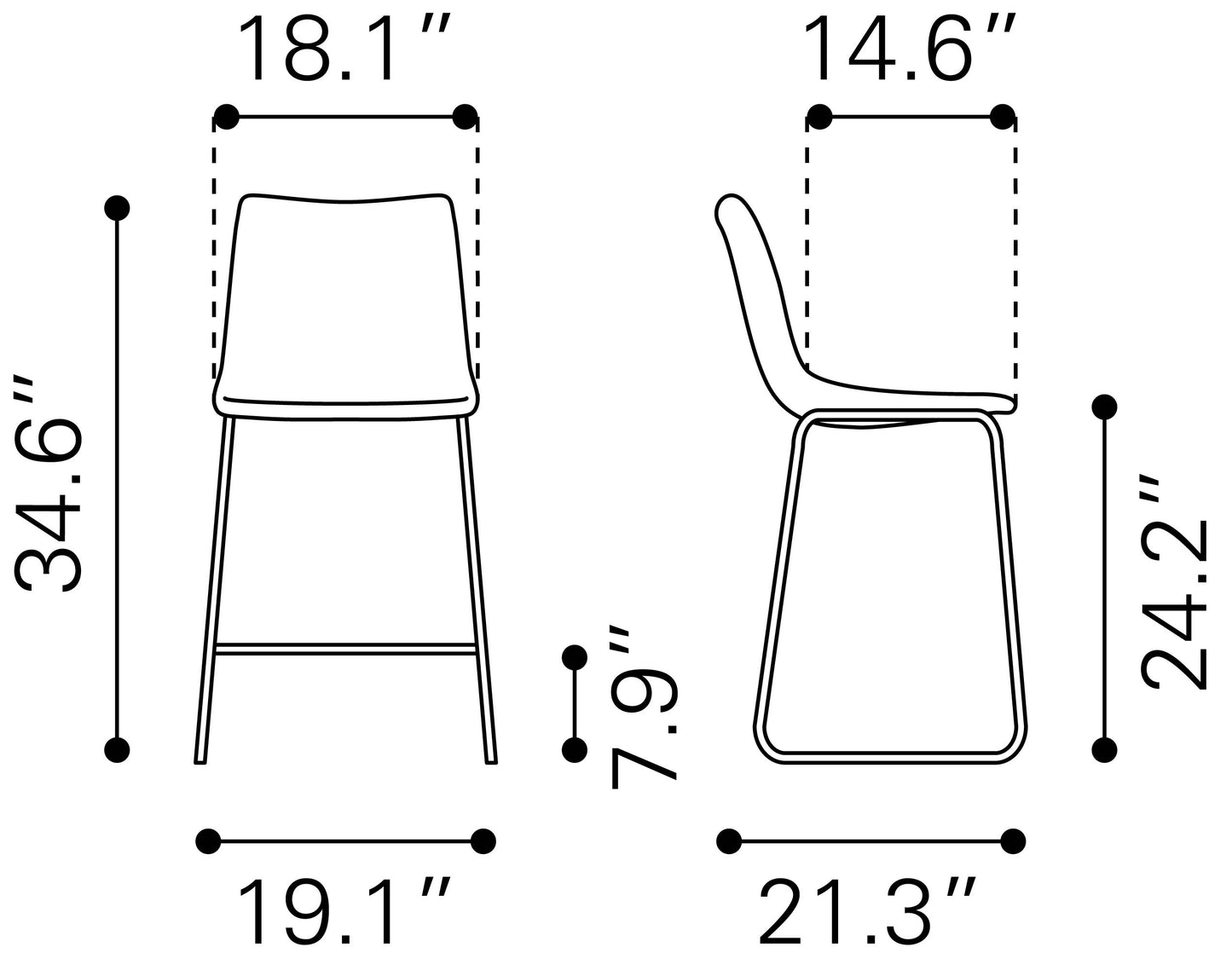 Counter Stool (Set of 2) Charcoal - Premium Quality & Stylish Design for Your Home
