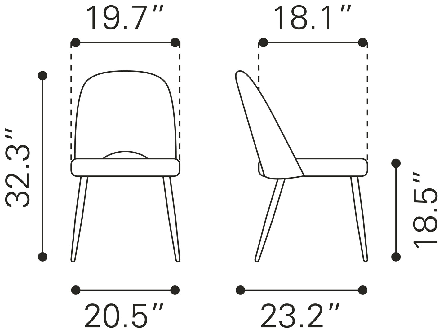 Dining Chair (Set of 2) Ivory - Modern & Ergonomic Seating for Home & Office