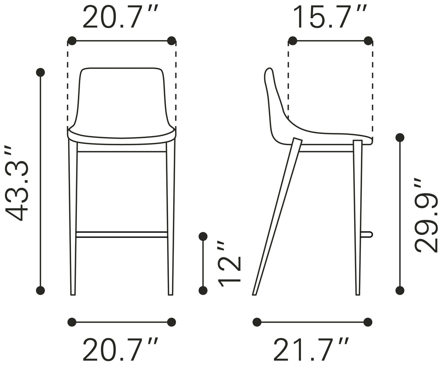 Juego de 2 taburetes de bar en gris oscuro y negro: calidad superior y diseño elegante para tu hogar.