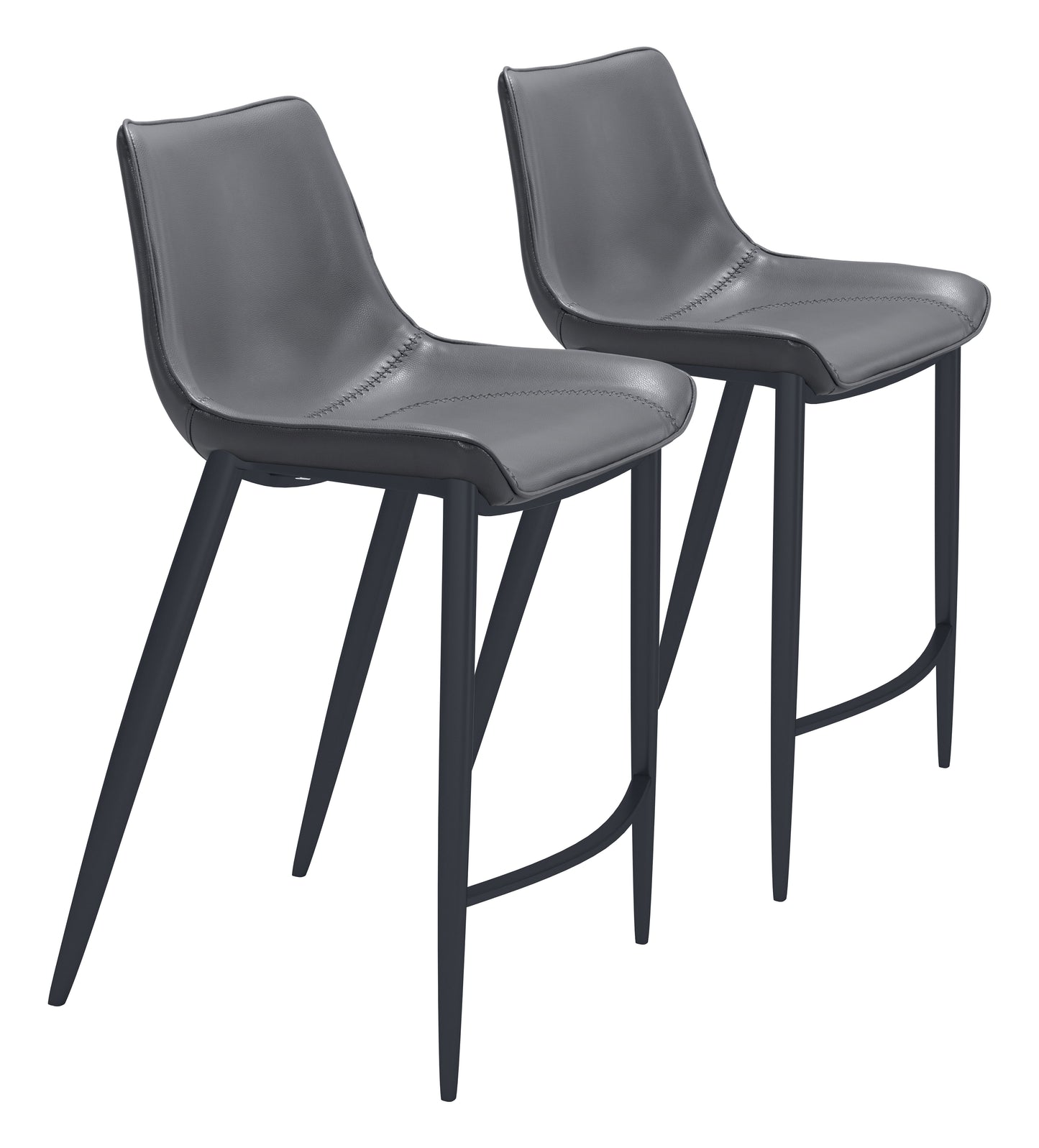 Juego de 2 taburetes de mostrador en gris oscuro y negro: calidad superior y diseño elegante para tu hogar.