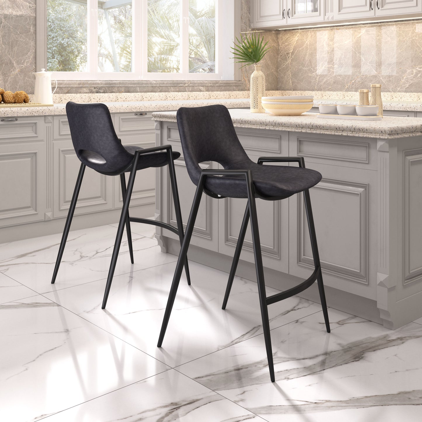 Tabouret de comptoir Desi (lot de 2) noir