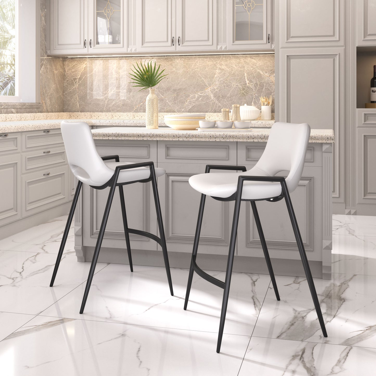 Tabouret de bar Desi (lot de 2) blanc