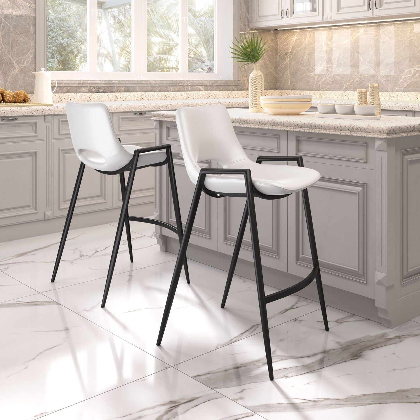 Tabouret de bar Desi (lot de 2) blanc