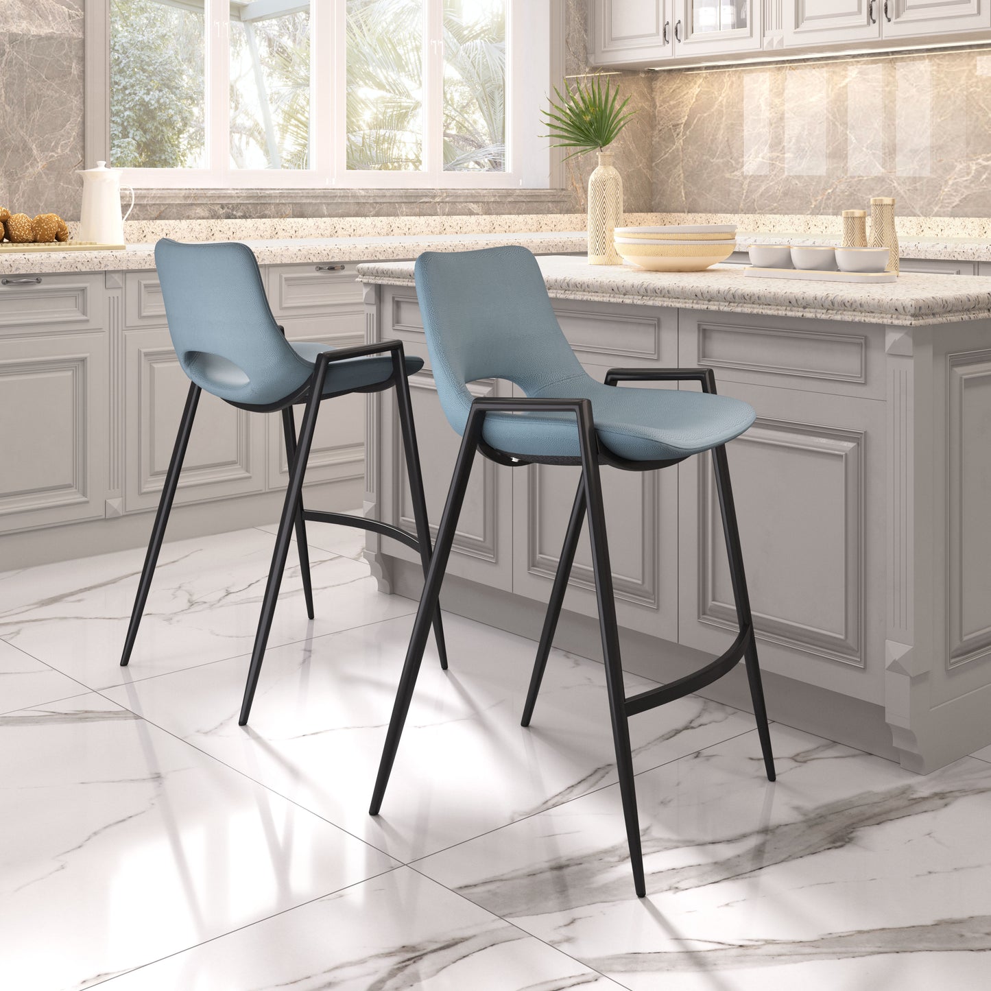 Counter Stool (Set of 2) Azure Gray - Premium Quality & Stylish Design for Your Home