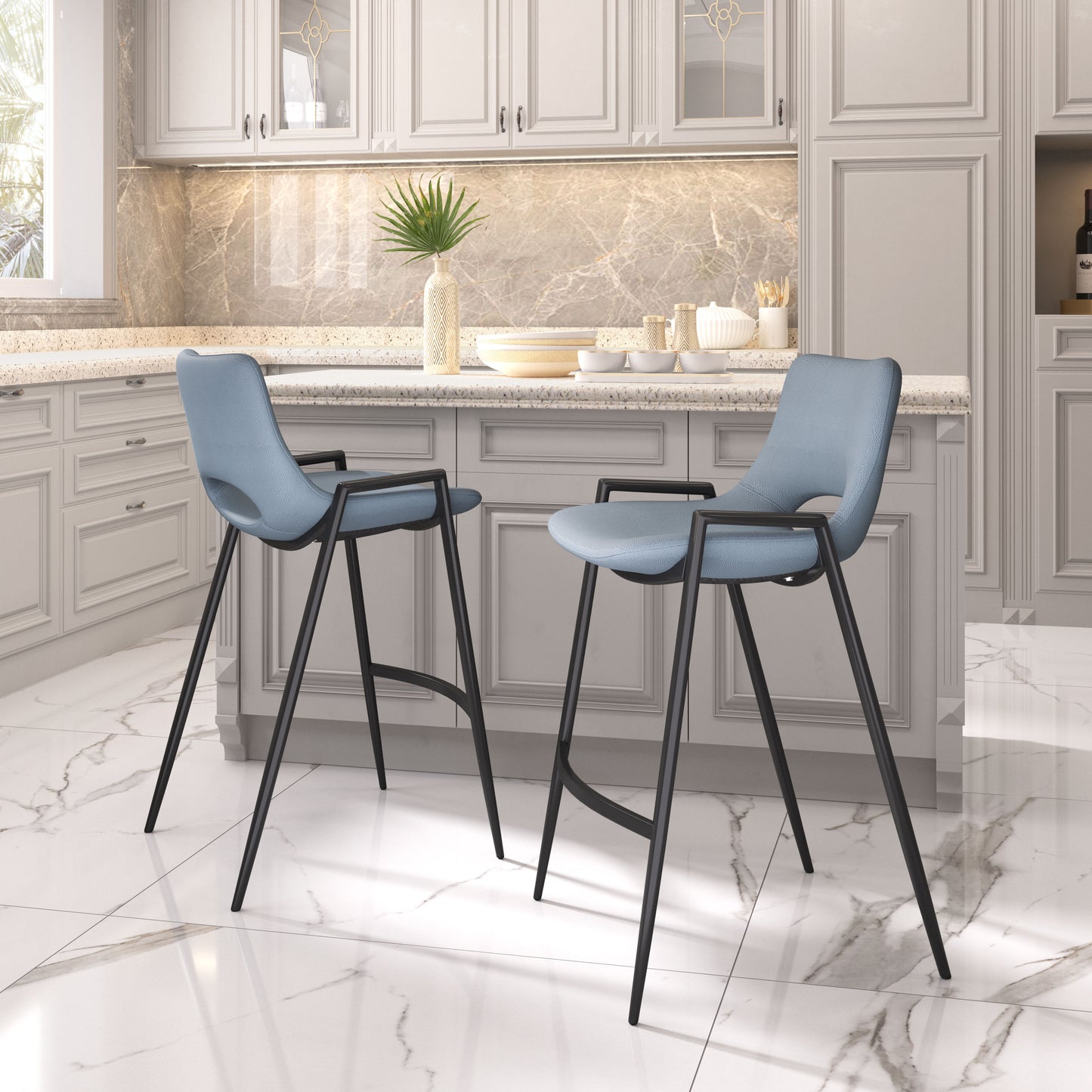 Counter Stool (Set of 2) Azure Gray - Premium Quality & Stylish Design for Your Home