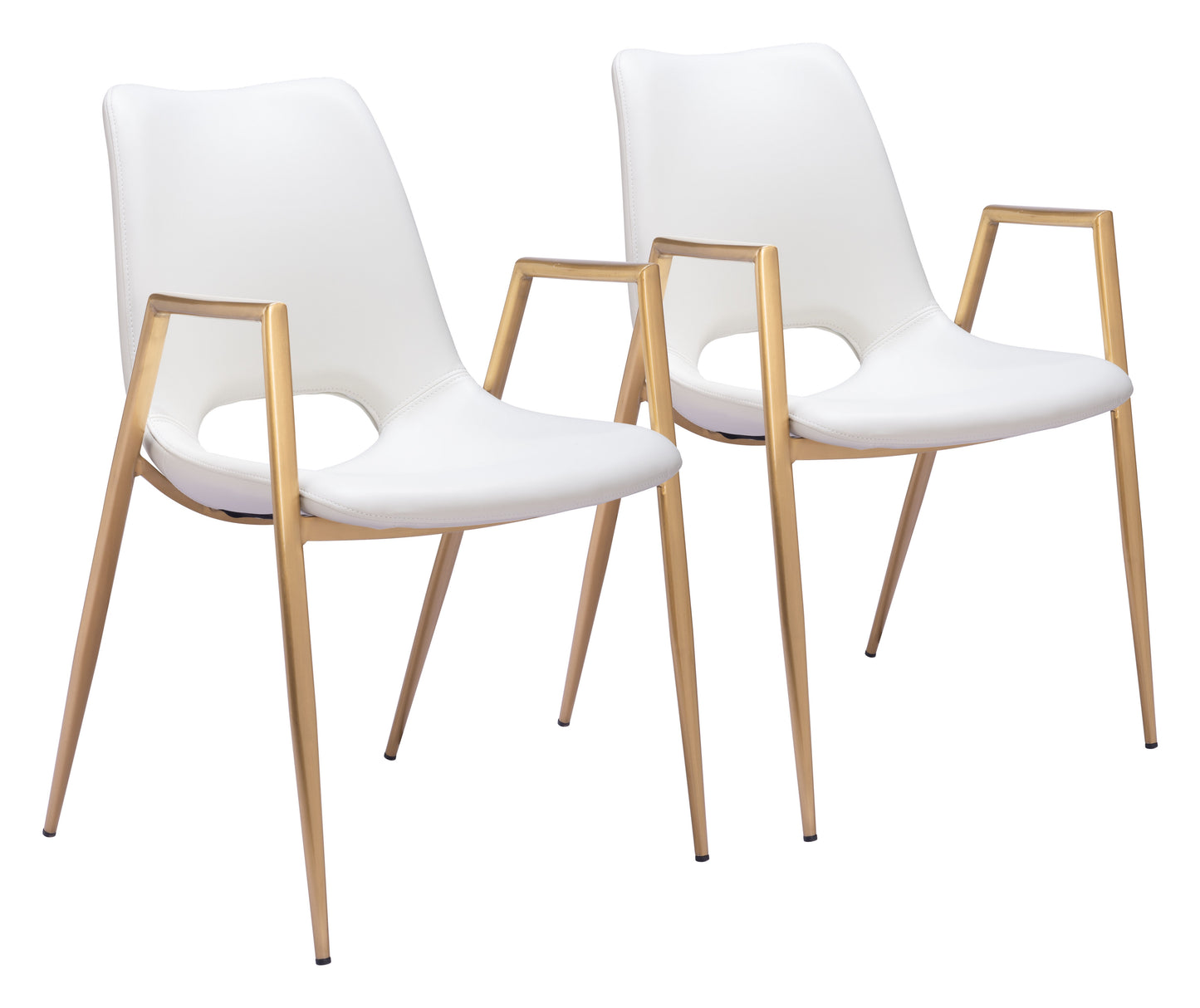 Chaise de salle à manger Desi (lot de 2) blanche et dorée