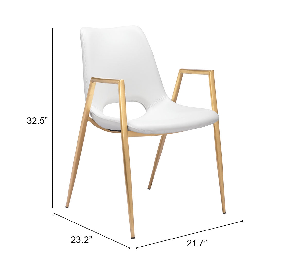 Chaise de salle à manger Desi (lot de 2) blanche et dorée
