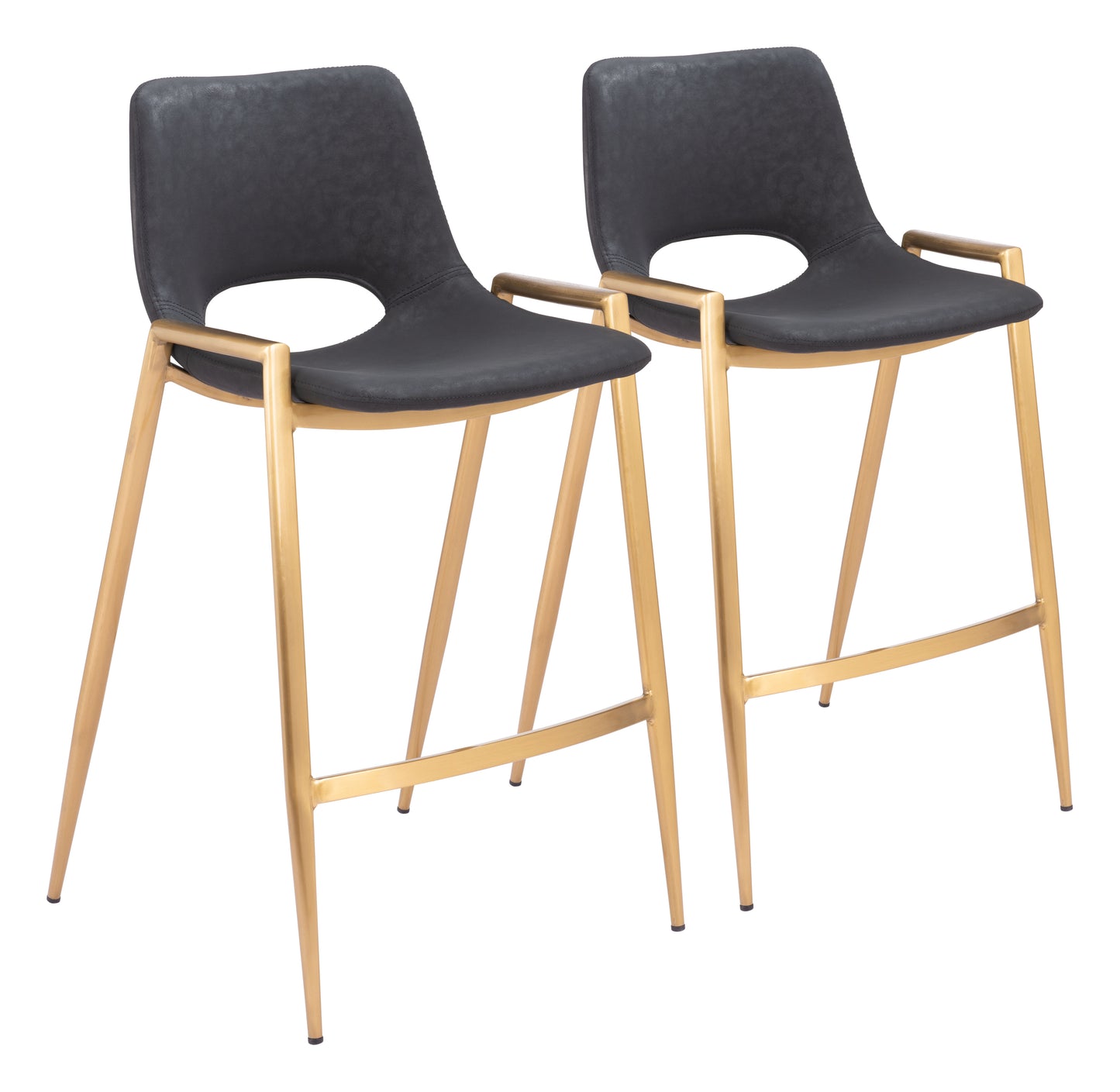 Tabouret de comptoir Desi (lot de 2) noir et or