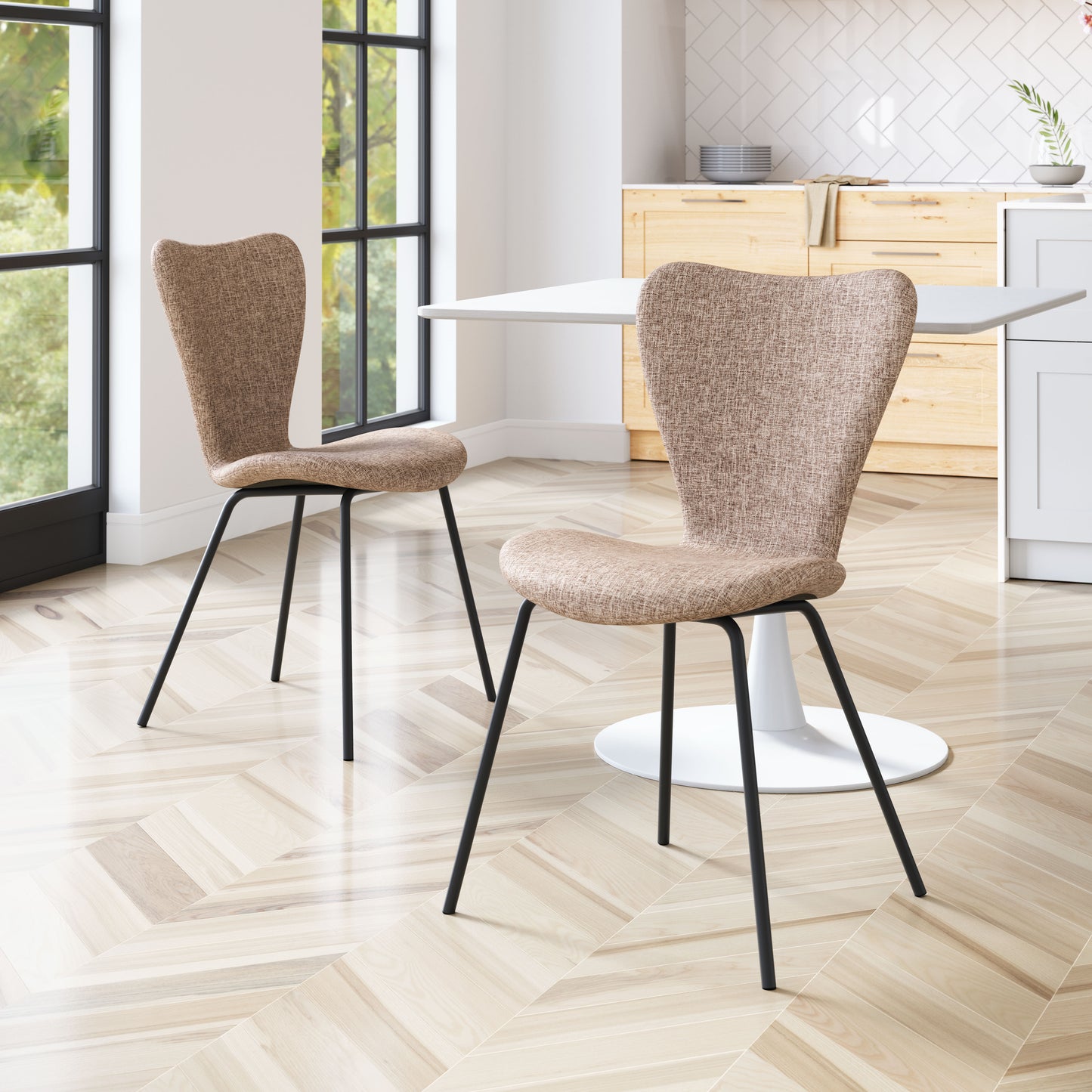 Sillas de comedor (juego de 2) color marrón: asientos modernos y ergonómicos para el hogar y la oficina
