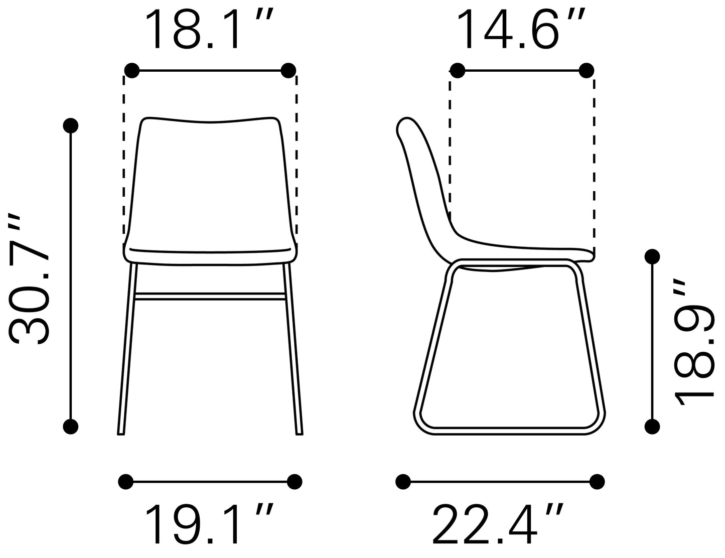 Dining Chair (Set of 2) Ivory - Modern & Ergonomic Seating for Home & Office