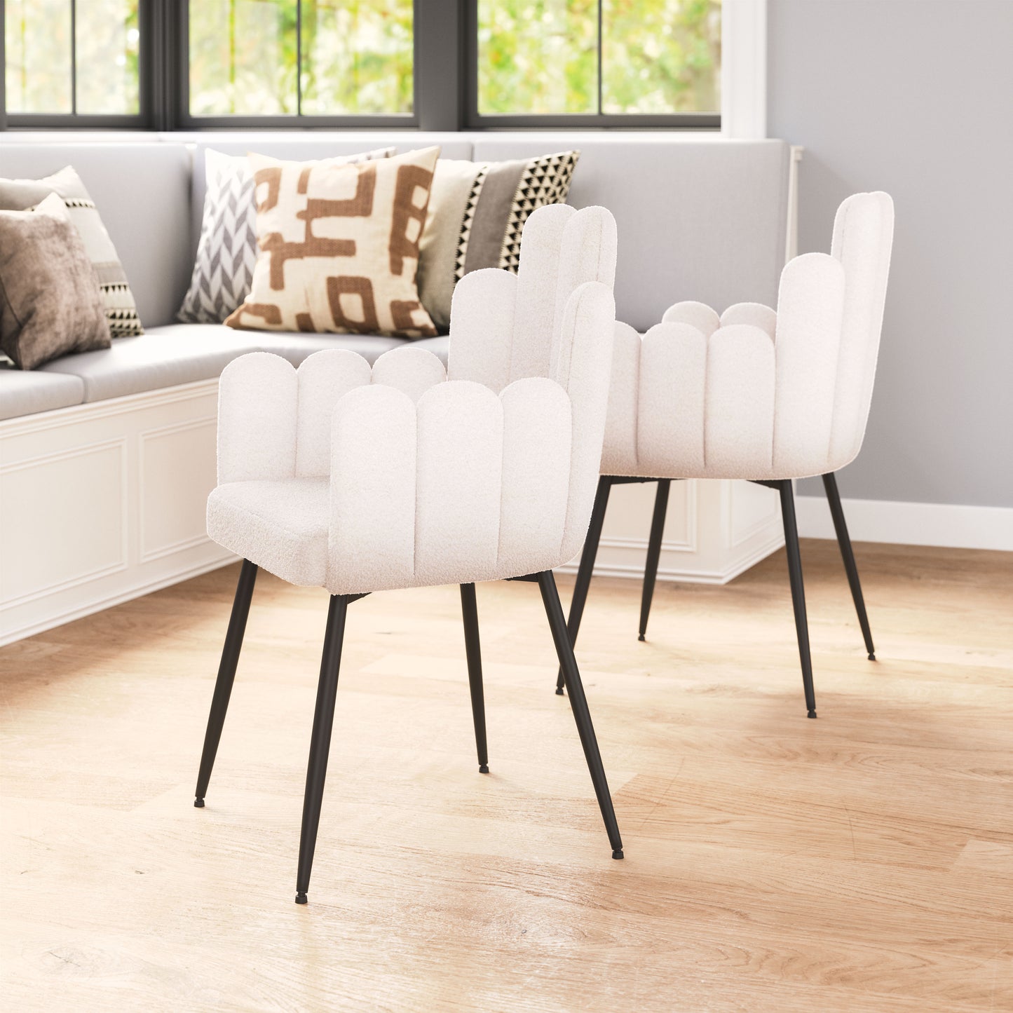 Sillas de comedor (juego de 2) color marfil: asientos modernos y ergonómicos para el hogar y la oficina