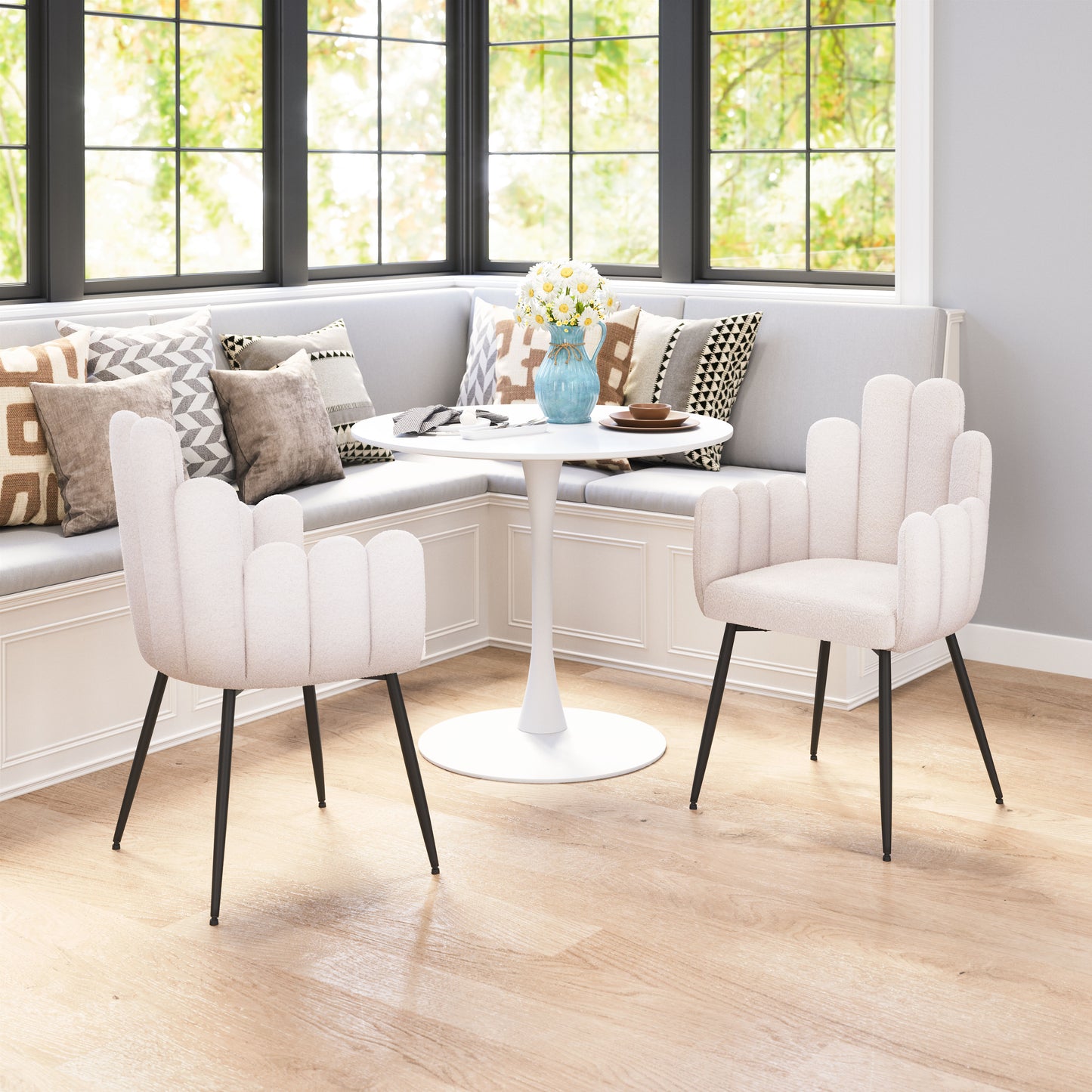 Sillas de comedor (juego de 2) color marfil: asientos modernos y ergonómicos para el hogar y la oficina