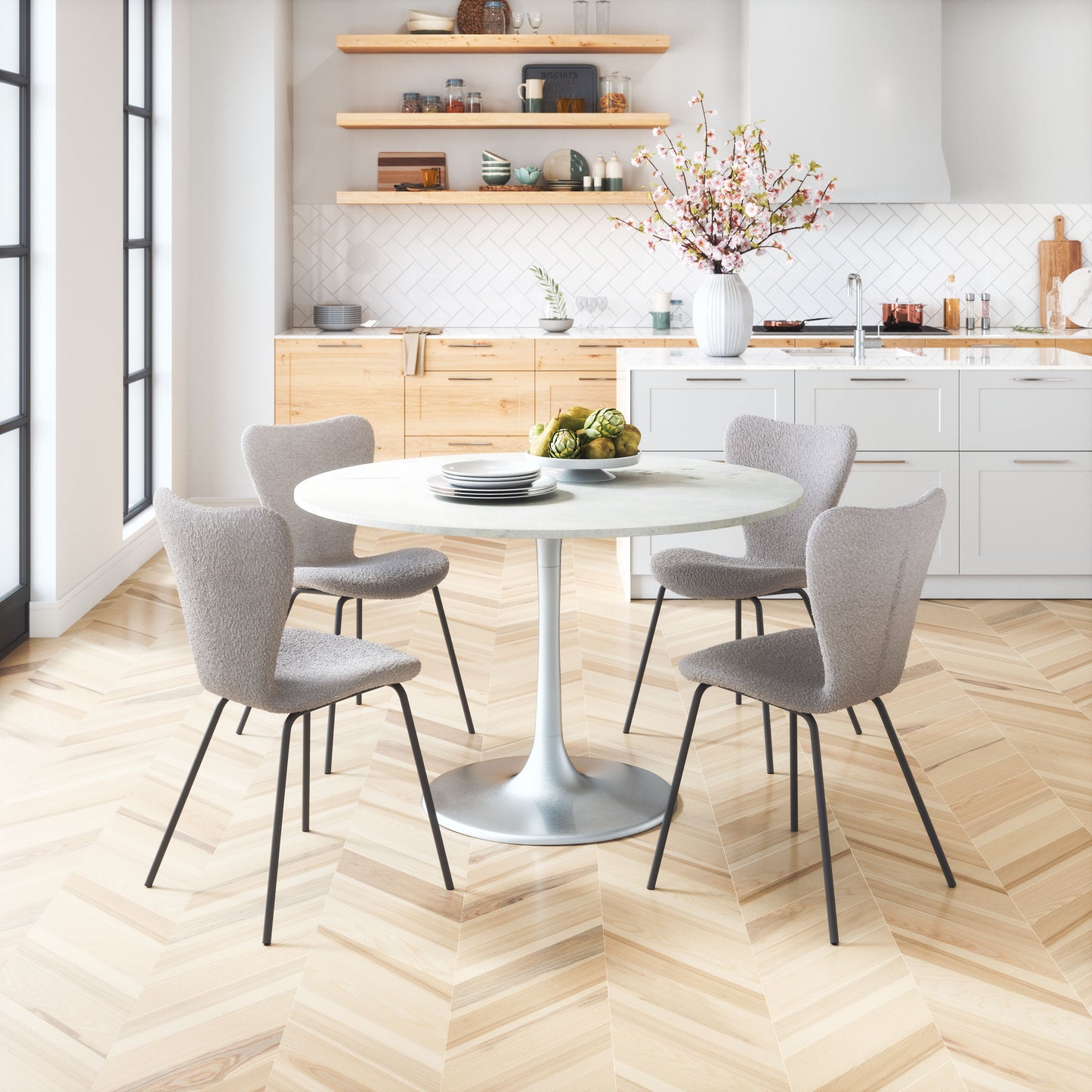 Sillas de comedor (juego de 2) gris claro: asientos modernos y ergonómicos para el hogar y la oficina