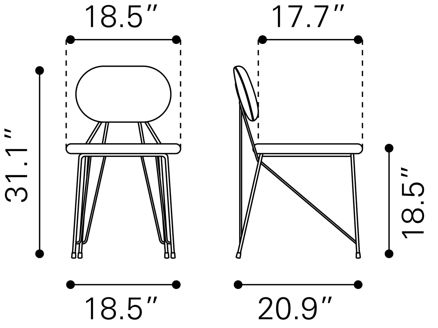 Chaise de salle à manger Georges (lot de 2) Gris et or