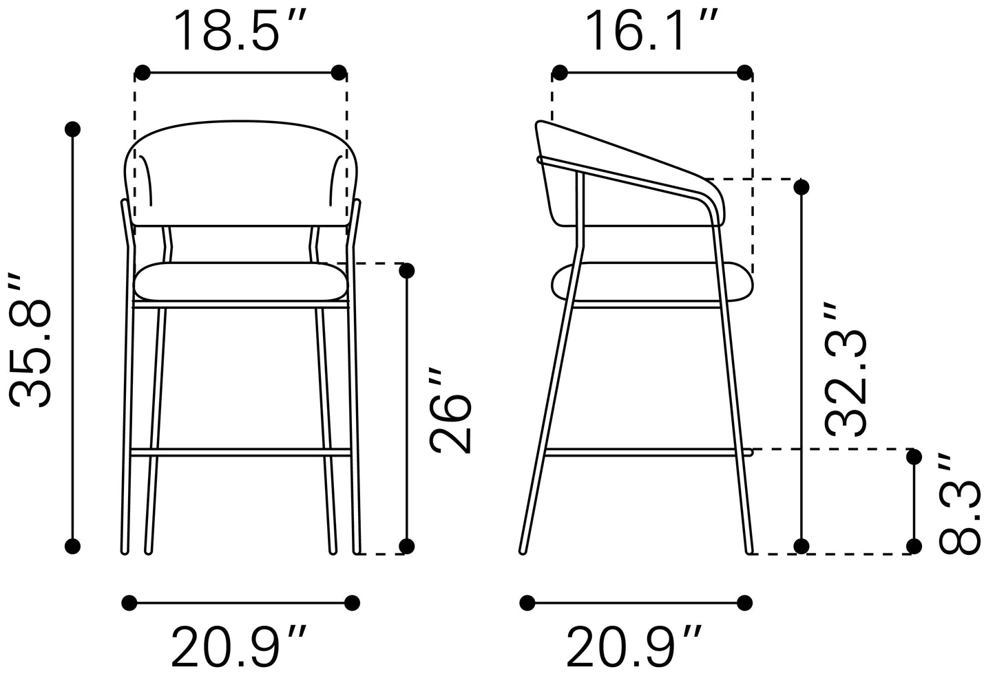Counter Stool (Set of 2) Brown - Premium Quality & Stylish Design for Your Home