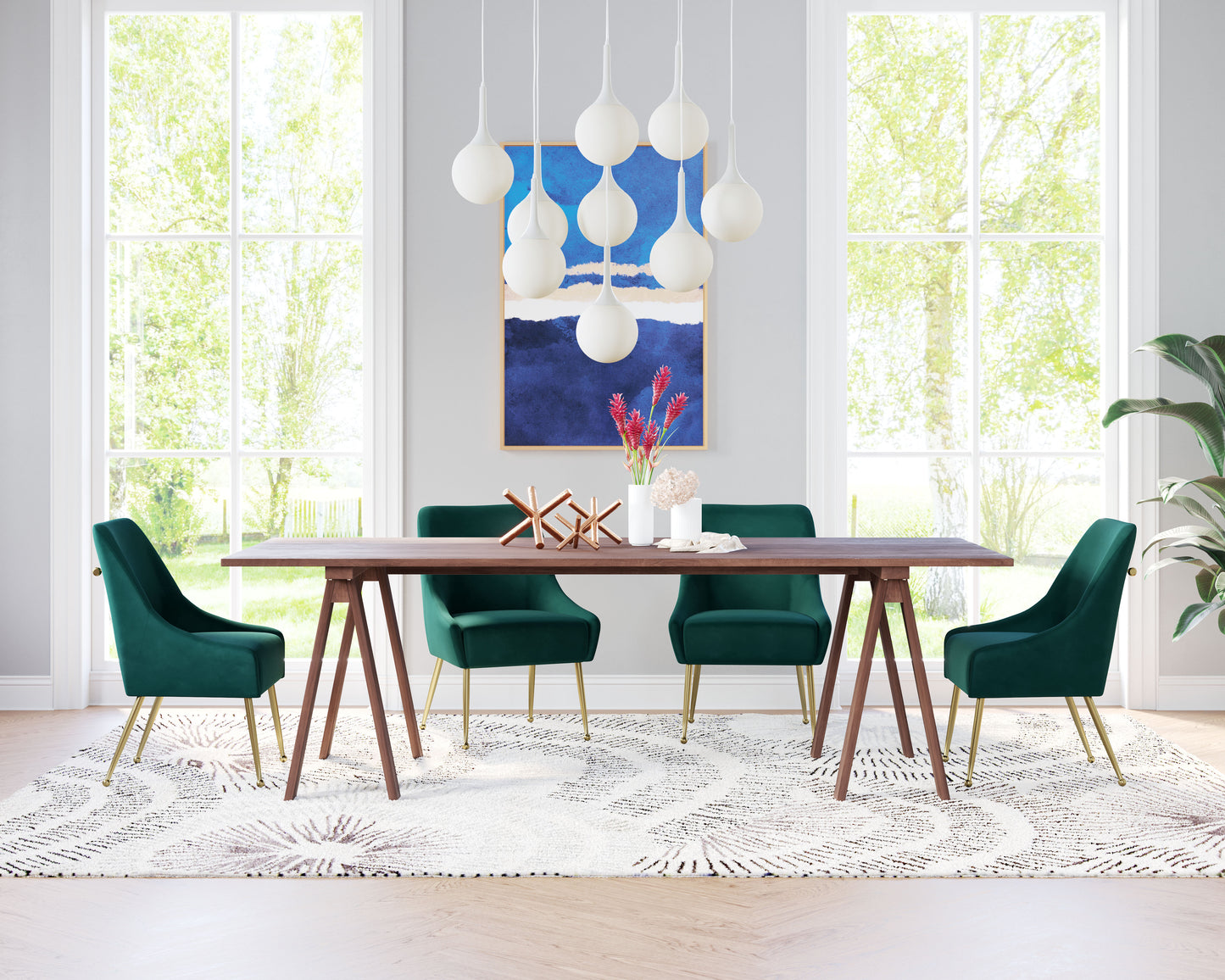 Dining Chair Green & Gold - Modern & Ergonomic Seating for Home & Office