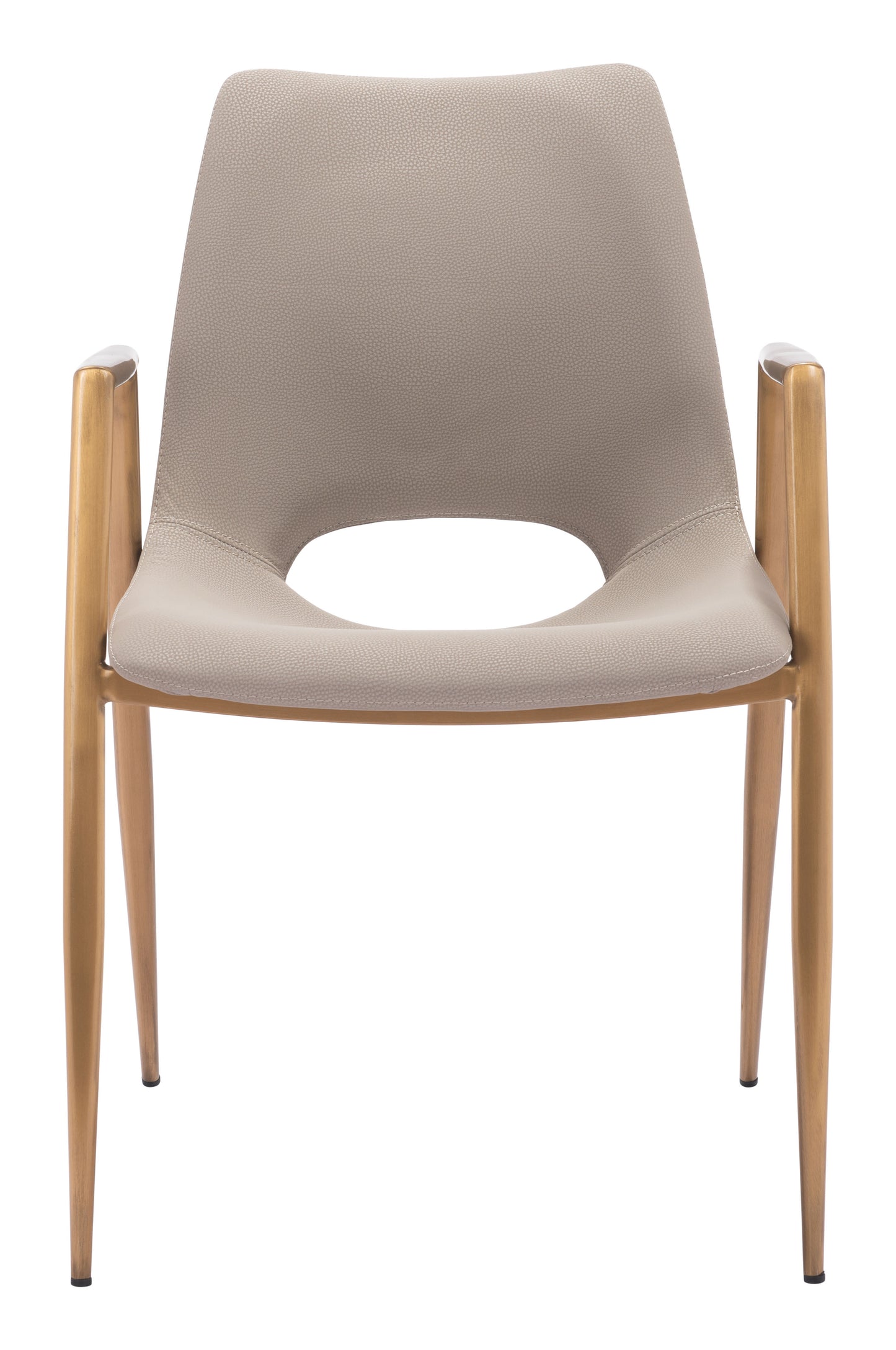 Juego de 2 sillas de comedor beige y doradas: asientos modernos y ergonómicos para el hogar y la oficina.