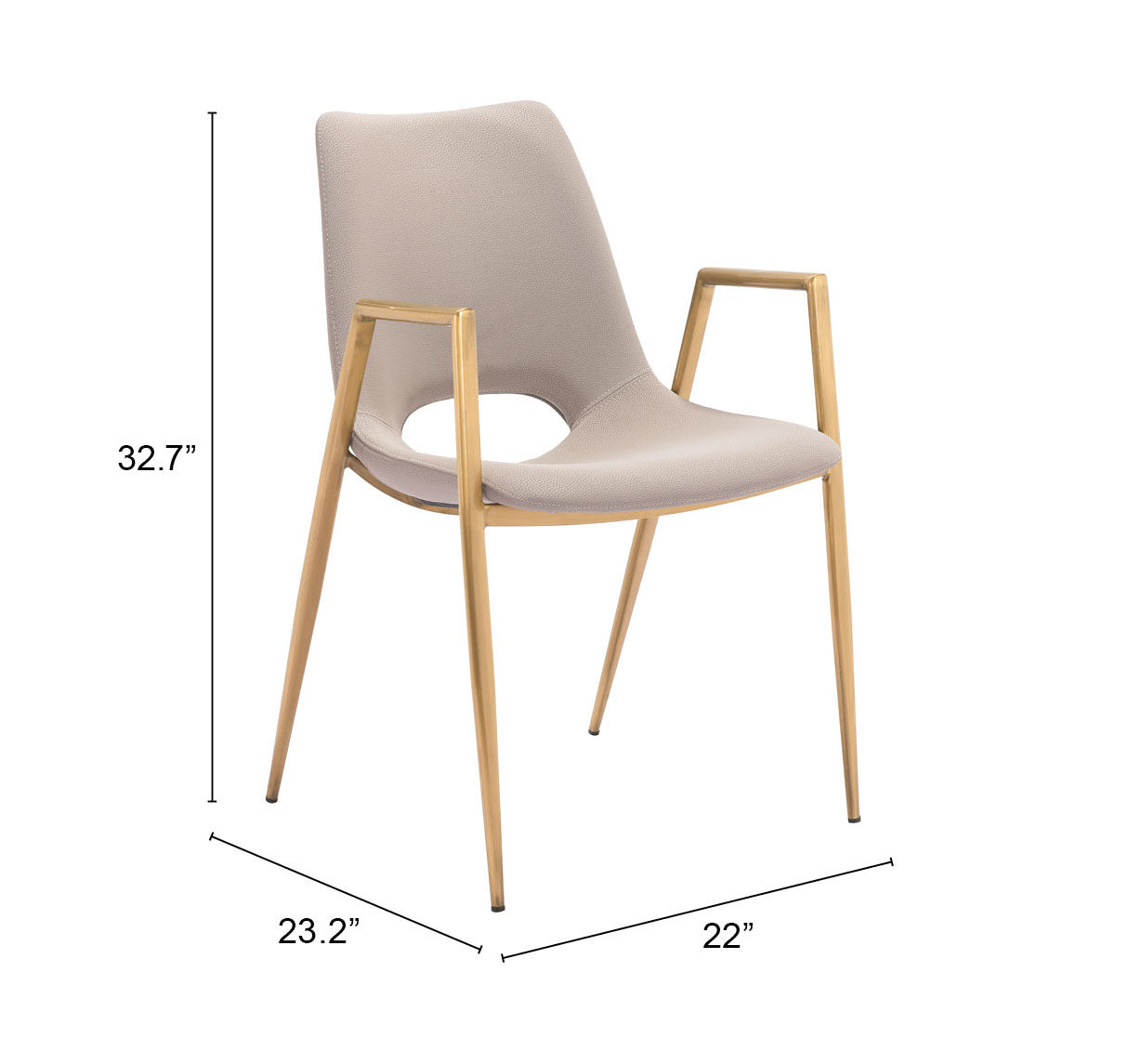Juego de 2 sillas de comedor beige y doradas: asientos modernos y ergonómicos para el hogar y la oficina.