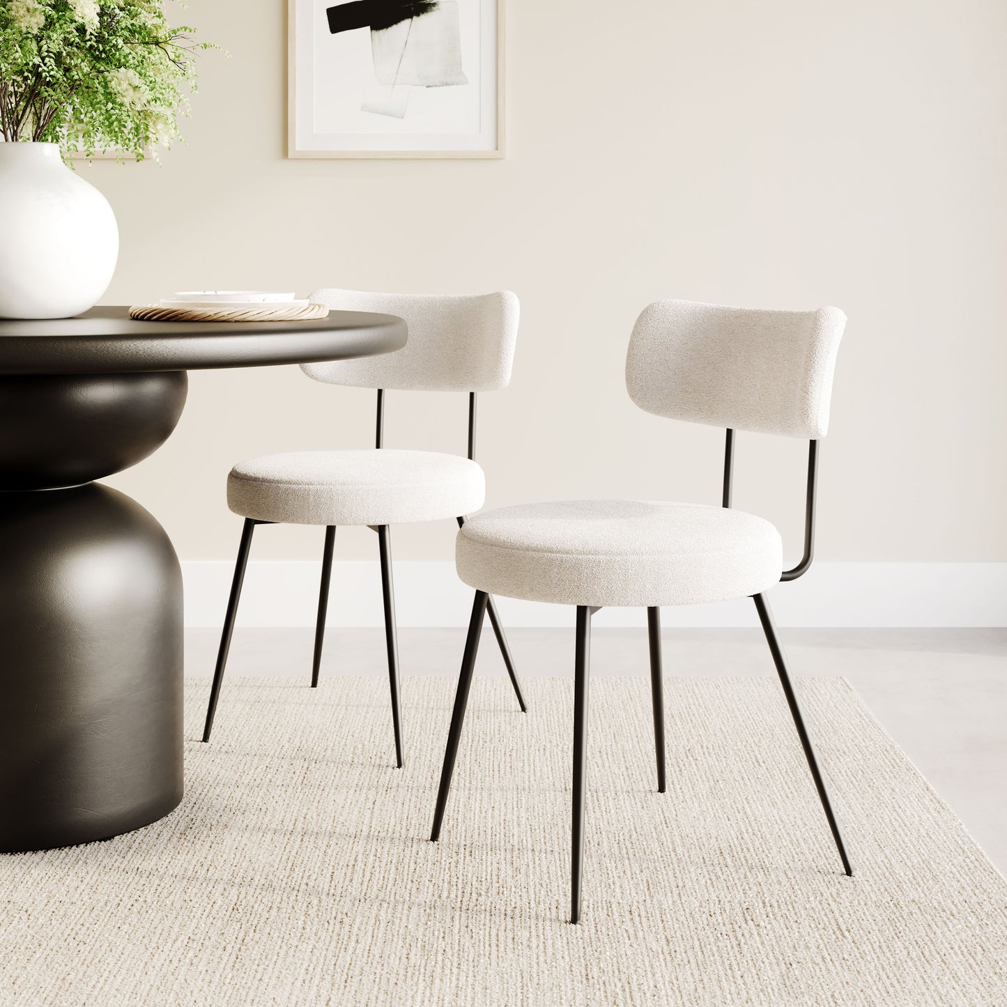 Sillas de comedor (juego de 2) color marfil: asientos modernos y ergonómicos para el hogar y la oficina