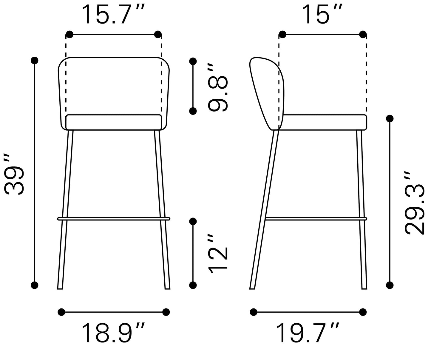 Tabouret de bar Linz (lot de 2) Crème
