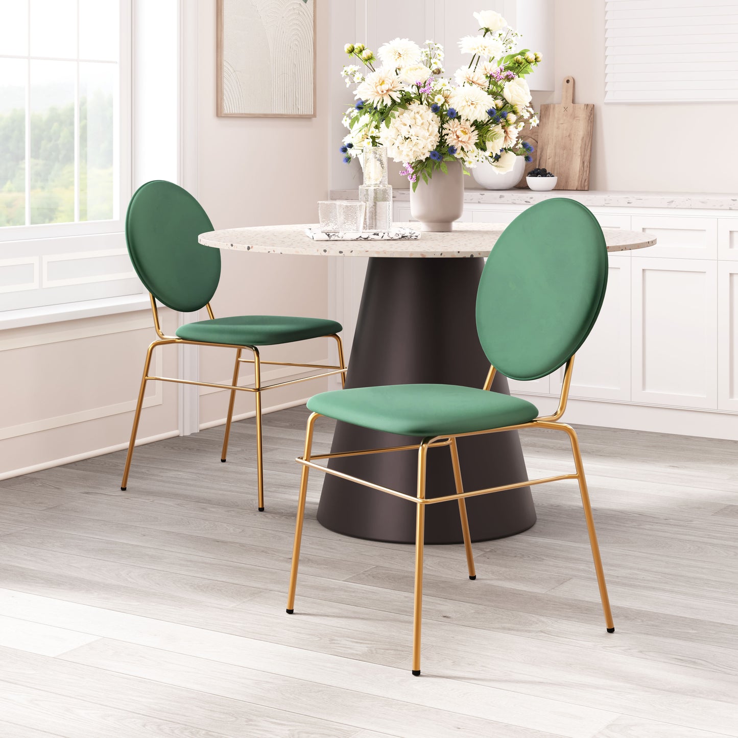 Chaise de salle à manger Odessa (lot de 2) Vert et or