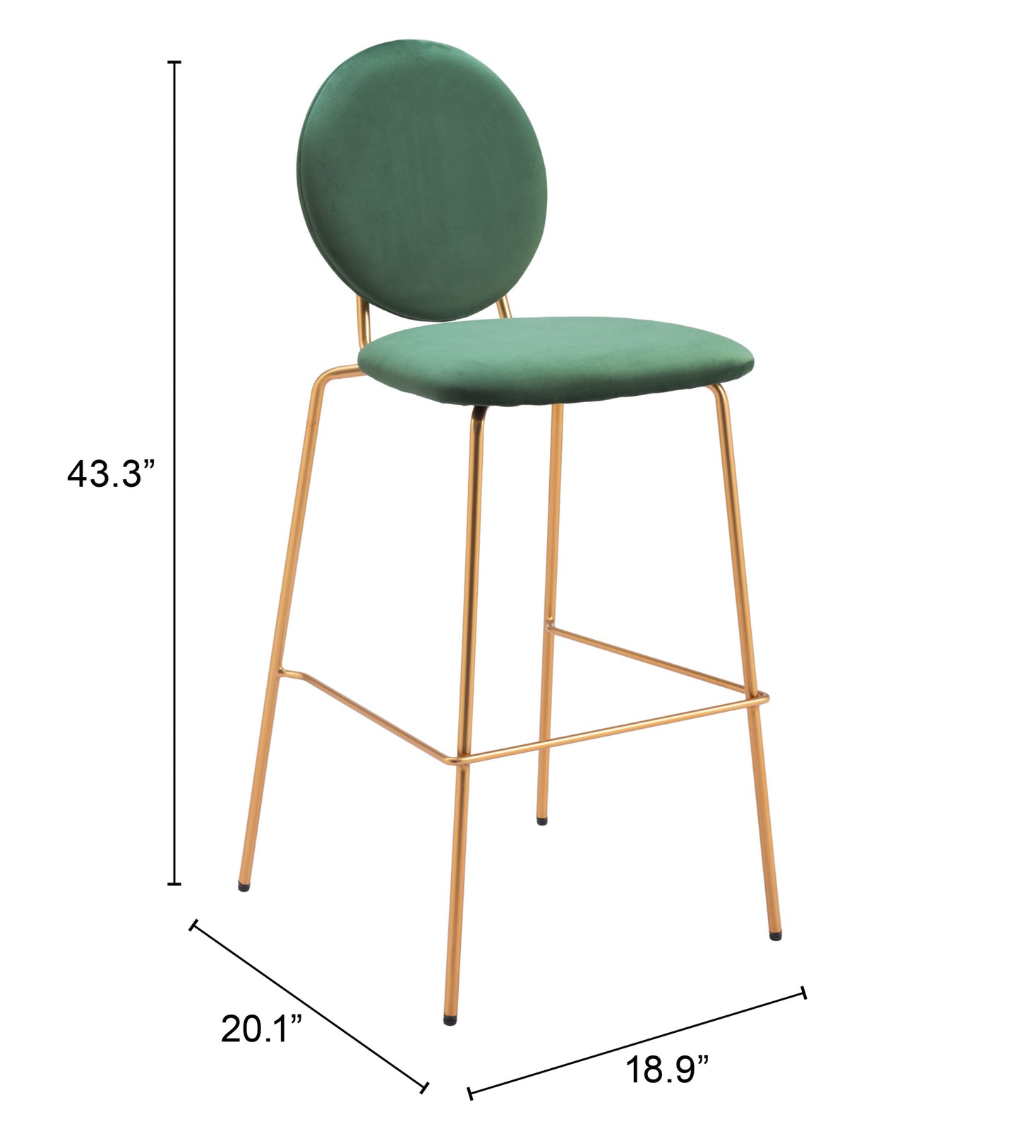 Juego de 2 taburetes de bar en verde y dorado: calidad superior y diseño elegante para tu hogar.