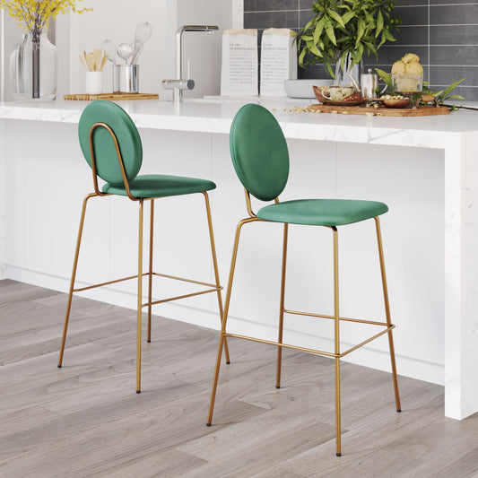 Barstool (Set of 2) Green & Gold - Premium Quality & Stylish Design for Your Home